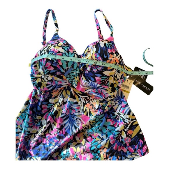Island Escape Women's Floral Print Gemini Underwire Tankini Top - 14 - Multi - Picture 4 of 13
